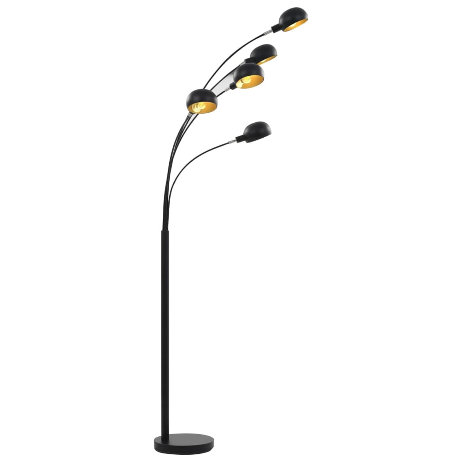 Lampada da Terra ad Arco Moderna 5 Luci Regolabile in Altezza E14 Nero e Oro Acciaio Foglia d'oro 200 cm