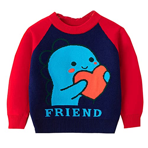 Children Cardigan Toddler Boys Girls Cartoon Love Little Dinosaur Print Sweater Long Sleeve Warm Knitted Tops
