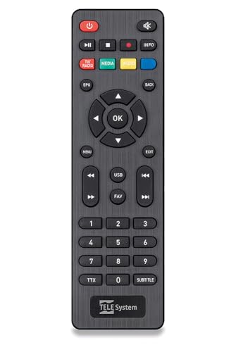 Tele System Minion digitaler terrestrischer Decoder- 10-bit DVB-T2 HEVC Empfang, automatischer Sendersuchlauf, integrierter Mediaplayer, EPG- einfach und technisch - Fernbedienung inklusive