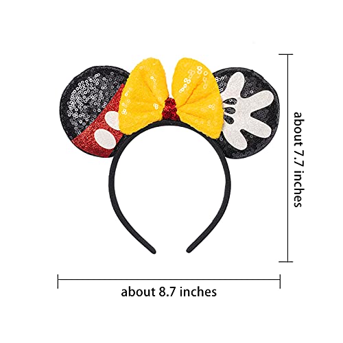 Zytj 2 Pcs Mouse Ears Headbands,Shiny Bows Mouse Ears Headbands For Birthday Parties, Themed Events, A Perfect Addition To Your Trip Essentials And Accessories For Women Yellowblack #TOP2