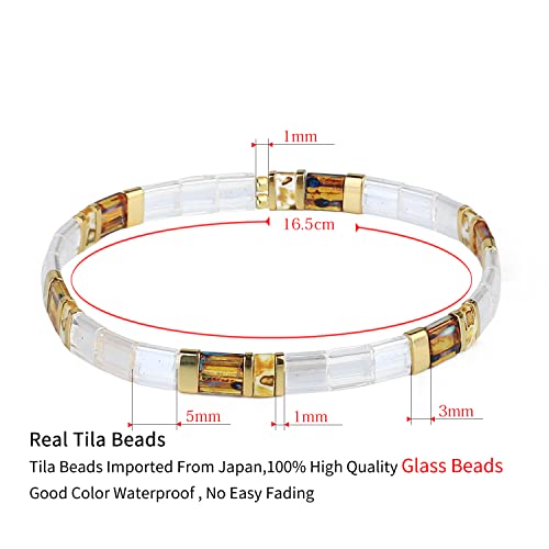 Kanyee Friendship Bracelets Charm Tila Beaded Bracelets Stretch Bracelets Tile Enameled Adjustable Cuff Bangles Christmas Gifts For Women-03A #TOP4