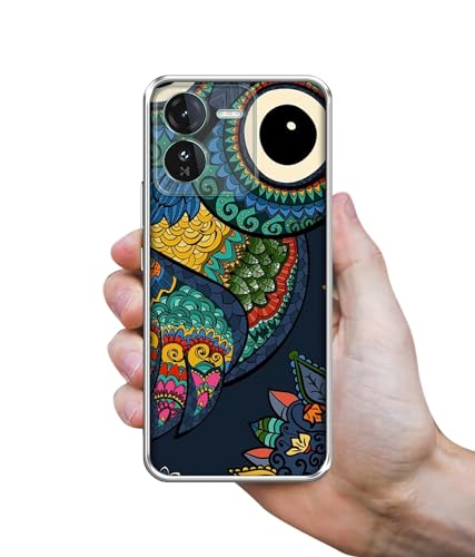 Image of Casotec Owl Illustration Printed Silicon Soft TPU Back Case Cover for iQOO Z9 5G, Multicolor