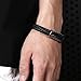 Imagen de Ayoiow Pulsera de piel negra para hombre, 16,5 cm