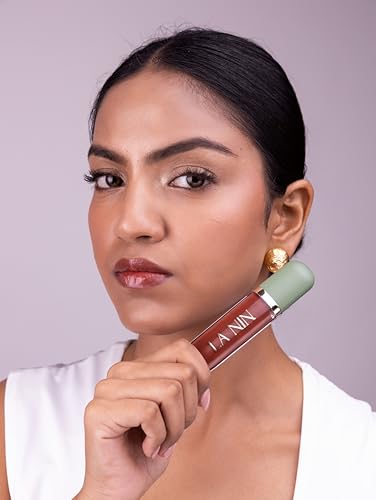 Image of La Nin Skinny Dip Peptide Infused Lip Oil Spicy Latte | Warm Brown for Women | Nourishing Peptide Lip Oil | Smooth Glossy Non Sticky Finish | 6 ml