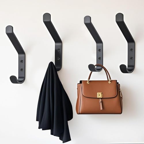 CNMTCCO Garderobenhaken, 10 Stück Kleiderhaken, Garderobe für Eingangszone, Wohnzimmer, Badezimmer, Schlafzimmer zum Aufhängen von Hüten, Mänteln, Taschen (H 10cm Schwarz)