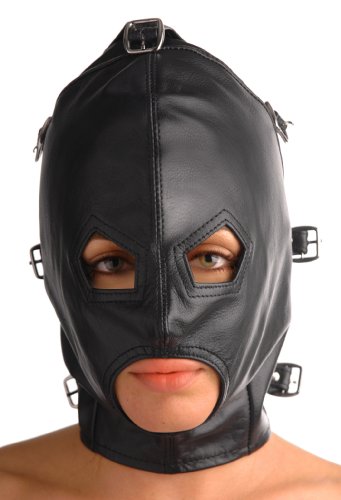 Strict Leather Asylum Leather Hood With Removable Blindfold And Muzzle, Medium/Large #TOP3