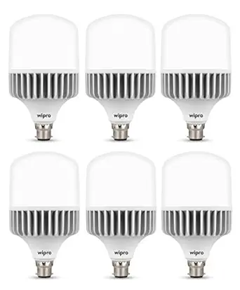 Wipro Polycarbonate Garnet 40W Led Bulb B22D Cool Day Light (Pack of 6, White)