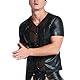 Moinha Herren Leder Shirt mit Mesh Einsatz Sexy Männer Wetlook Shirt Erotische Unterwäsche Schwarz Leder Optik Unterhemd Kurzarm Slim Fit Tank Top Shirt Stretch Clubwear Sommer Muskel Top (L)