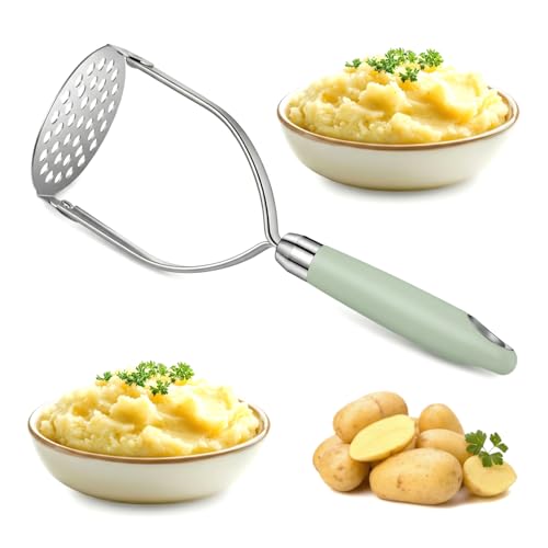 Potato Ricer Storeable Potato Masher Stainless Steel Features Anti-Slip Handle Masher Kitchen Tool for Making Mashed Potatoes Vegetable Puree Fruit Puree Complementary Foods