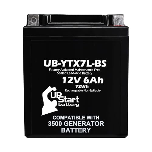 12V 6Ah YTX7L-BS Replacement For Predator 3500 Generator Battery - Compatible with Predator 3500 Inverter IQ3500 Generator Parts - 12 Volt Batteries, YTX7L AGM SLA