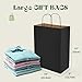 MESHA 50pcs Black Paper Bags 10x5x13 Inches Medium Gift Bag with Handles, Bulk Black Kraft Paper Bag for Small Business Shopping Bags for Grocery,Wedding Party Favor