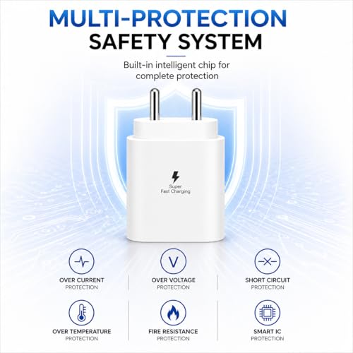 Image of Samsung 25W Type-C PD Super-Fast Charger Wall Adapter, Compatible with Galaxy M17e /M17 /F70e, M56 /F17 /A17 /A57 /A37 /A07 /M07 /F07 /A36 /A16 /A06 /M06 /M36 /M16 /M05 /M15 /M55 /M35 /F36 /F56 /F06 /F16 /F15 /F05 /5G, White