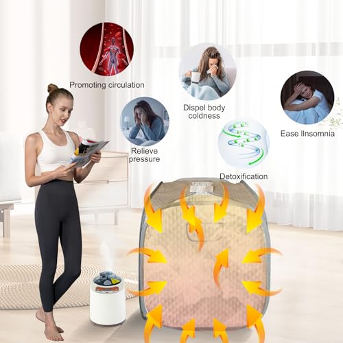 Smartmak Portable Home Sauna Steamer, 2L 900W Steam Generator, Lightweight Stainless Steel Pot, with Remote Control and Timer Display for Body Detox (110V, US Plug)