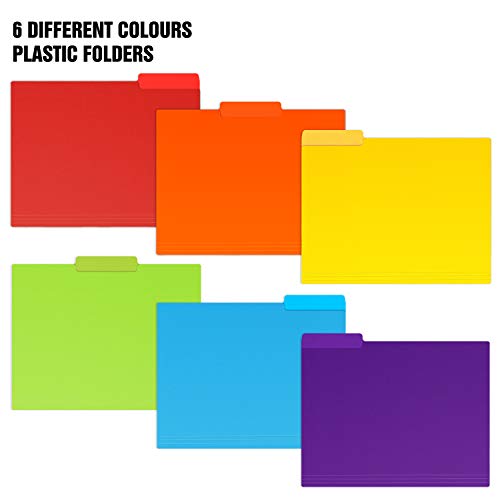 Eoout 30Pcs Colored File Folders, 9'' X 11.6'' Plastic File Folders, 3 Tab Poly Folder, 6 Colors With 40Pcs Erasable Category Labels, For School And Office Supplies #TOP2