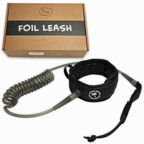 Ho Stevie! Foil Ankle Leash for Hydrofoil Boards - No Drag in Water, No Toe Tangles - 6ft Coiled Ankle Leash
