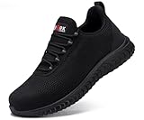 LARNMERN Steel Toe Shoes for Men Slip On Indestructible Work Safety Sneakers Lightweight Composite Toe Shoe 51666(9 Men, Black)