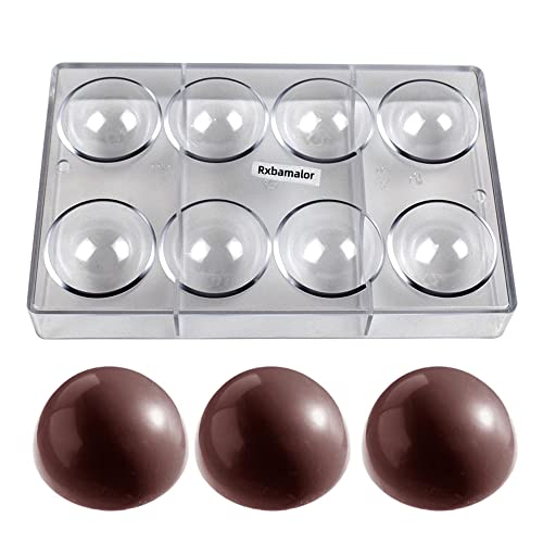 Hemisphere Chocolate Mold Polycarbonate 8 Cavity Sphere Candy Chocolate Bonbon Bomb Baking Pastry Cake Mould (Cavity Diameter:2.36Inch / 60Mm) #TOP27