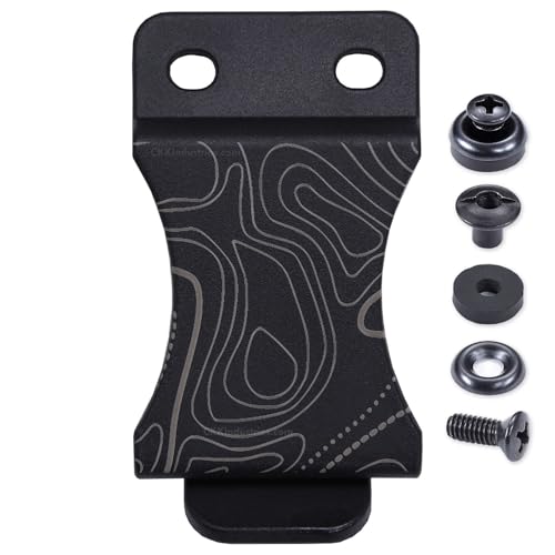KYDEX Belt Clip for Holsters & Sheaths – (FOMI Design) - (w/TOPO Map Engraving) - (with Hardware) - (Fits 1.50in Belts) - (Inside-The-Waistband/IWB) - (USA Made)