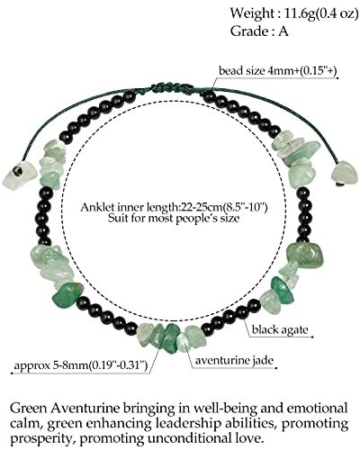 Jewever Quartz Crystal Tumbled Chip Beads With Agate Beach Anklet Bracelet For Women Essential Oil Diffusers Gemstones And Crystals Foot Jewelry Spiritual Gifts (Aventurine Jade) #TOP2