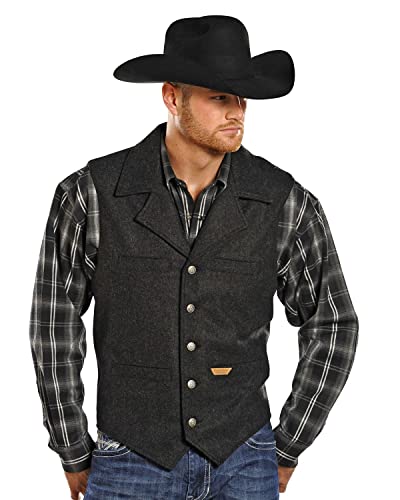 Panhandle Powder River Men's Black Solid Montana Vest