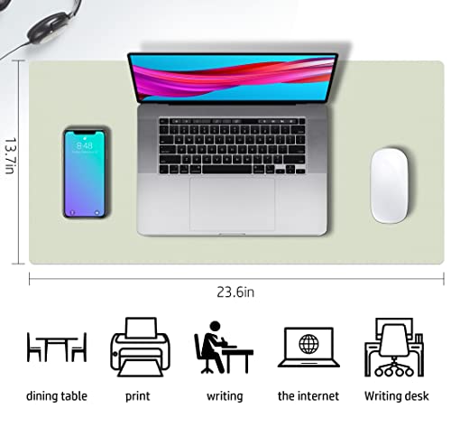 Image of Aothia Double-Sided Desk Pad, Large Mouse Pad, Office Mat, Non-Slip PU Leather Blotter, Laptop Pad, Waterproof Writing Pad for Office and Home (Matcha Green, 23.6 inch x 13.7 inch)