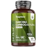 Garcinia Cambogia Pura 1000 mg - 60 Cápsulas con 60% HCA - Suplemento para 2 Meses de Suministro, Apto para Veganos y Dietas Keto