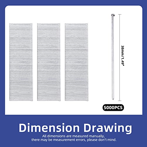 GLARKS 5000 Stück 18 Gauge 3,8 cm verzinkte Brad Nägel gerade Finishing Nagel Sortiment Kit für Formteile Schrank Montage (F38)