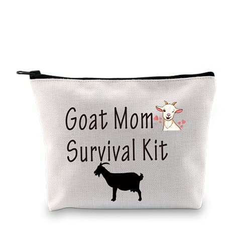 PXTIDY Goat Mom Survival Kit Goat Mom Cosmetic Bag Goat Farmer Gift Goat Travel Bag Goat Lover Gift Crazy Goat Lady Gift Make Up Pouch Bags (Goat Mom)