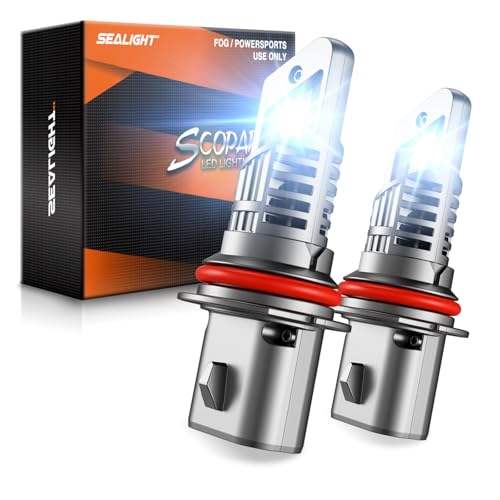 SEALIGHT 𝟗𝟎𝟎𝟕 HB5 Bulbs, 40000LM 9007 Fog Bulbs 6500K Cool White, 1:1 Mini Size, Powersports Accessory Lights or ATV Light with Cooling Fan, 3 Mins Plug-N-Play, Pack of 2