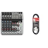 Behringer Xenyx Q1202Usb Mezclador Con 2 Buses, Color Negro, 12 Puertos + Stagg Xlrf-Xlrm Smc3 Para Micrófono Estándar, Negro, 3 M