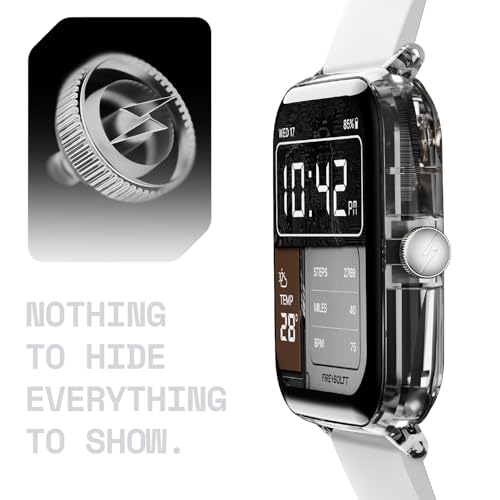 Image of Fire-Boltt Ninja Phantom Smart Watch 1.83 inch Display, Transparent Clear Body Design, Bluetooth Calling, 120+ Sports Modes, Voice Assistant, AI Outfit Watch Face Smartwatch for Men & Women Frost White