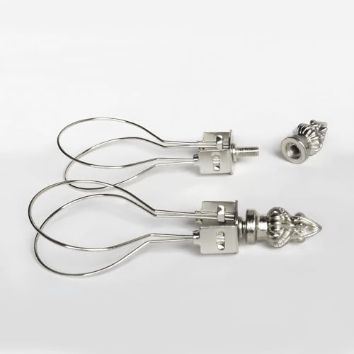 Image of GY & CK Lampshade Clip Adapter Light Bulb Clip Adapter Includes Decoration Finial, Spring Clip for Light Bulbs (Nickel)