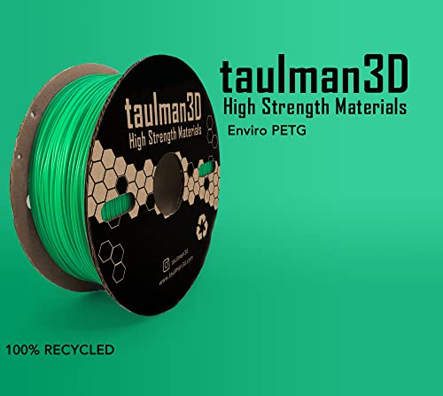 taulman3D PETG Recycled Filament 1.75mm, 3D Printer Consumables, 1kg Spool (2.2lbs), 100% Recycled Enviro PETG, Fit Most FDM Printer (Green)