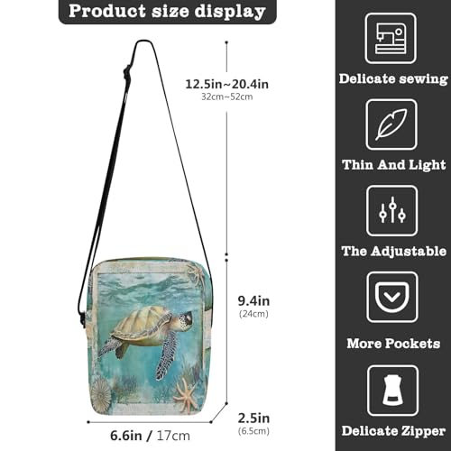 Sea Turtle Illustration messenger bag Crossbody Bags For Women Shoulder Handbags For Women Adjustable Strap for Casual business3