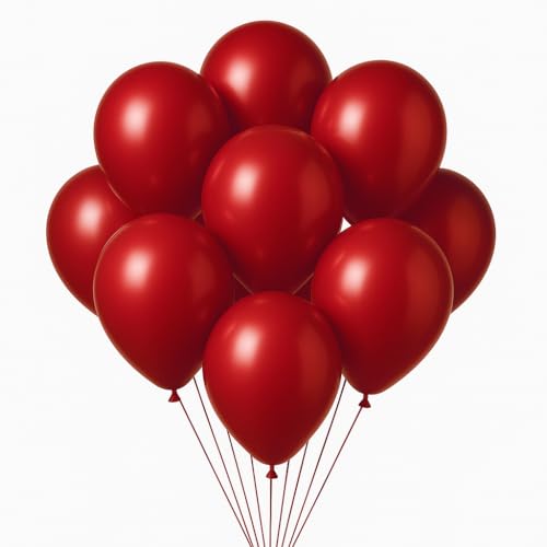 Ballons Nacrés de Luxe, 30 cm, Lot de 10, 13 Coloris Disponibles, Latex Biodégradable, Gonflables à l'Hélium (Rouge)