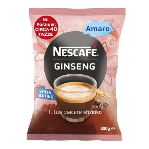 NESCAFÉ Preparato Solubile in Polvere al Caffè e Ginseng per macchina automatica, Amaro, Busta 500g