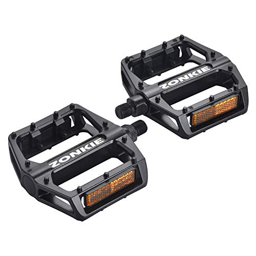 Zonkie Bicycle Pedals, Aluminum Alloy Flat Platform Bike Pedals With Reflector For Road Bike And Mtb, Sealed Du Bearing, Threads Size 1/2 Inch #TOP2