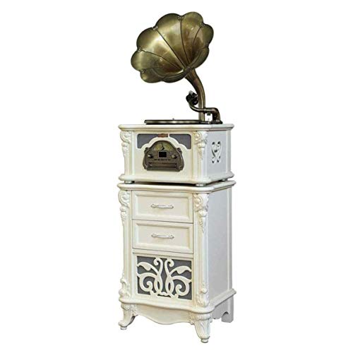 YAMMY Tourne-disques, boîte à Musique Big Horn Blanc Vintage Classique Décoration de la Maison Rétro Antique Gramophone… - Les Beatles, Paul McCartney, John Lennon, RIngo Starr, George Harrison YAMMY Tourne-disques, boîte à Musique Big Horn Blanc Vintage Classique Décoration de la Maison Rétro Antique Gramophone…