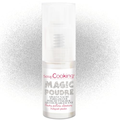 ScrapCooking - Spray Paillettes Argent Alimentaire - Magic Poudre 7 g - Poudre Pailletée Argentée - Faites Briller vos Pâtisseries, Biscuits, Macarons, Pâtes à Sucre, Cupcakes, Gâteaux, Bûches - 4296