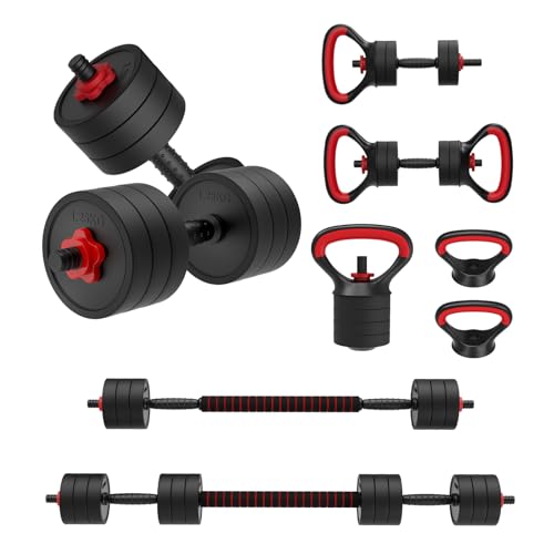 JOROTO Adjustable Dumbbell Set, Weights Dumbbells Set with Connector, 4 in1 Workout Weight Set for Home Gym Used as Barbell, Kettlebells, Push up Stand, Men Women Exercise Fitness Equipment