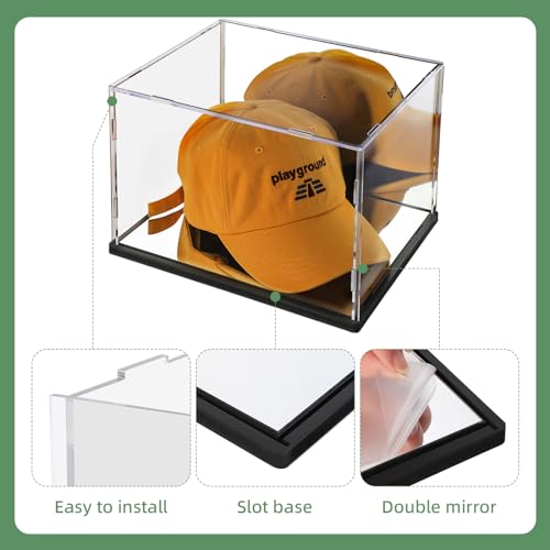 Vinjkzq BASEBALL HAT DISPLAY CASE-01 Hat Display Case Mirror Background And Base,Clear Acrylic Baseball Cap Display Box Stand,Uv Protection Signed Hat Transparent Showcase Football,Snapback Caps,Ideal Gift thumb #4