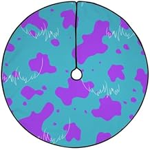 36 Purple Blue Christmas Tree Skirt, Blue Merry Holiday Party Decor Rustic Farmhouse Ornaments Large Pen Halloween Tree Mat for Christma Decoration 3