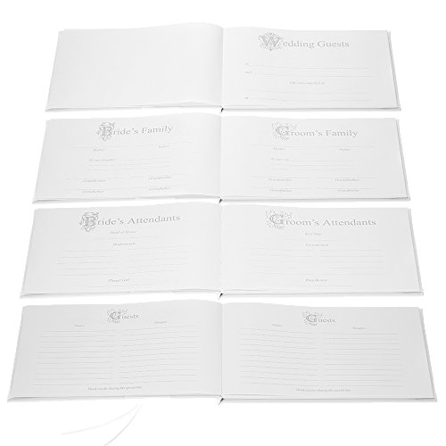 Baugger - Fita de cetim branco casamento Guset livro de assinatura e conjunto de carrinho de caneta