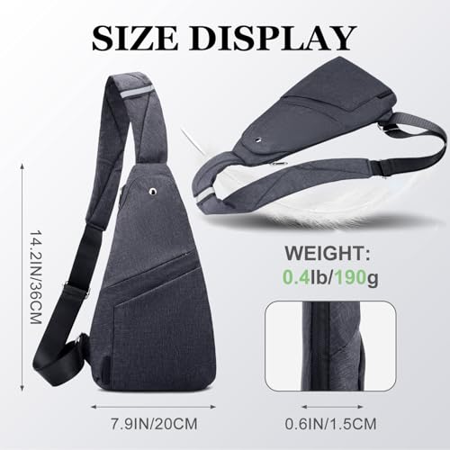 Sling Bag Anti-Thief Crossbody Personal Pocket Bag Lightweight Chest Shoulder Backpack for Travel Hiking (Dark Grey)2