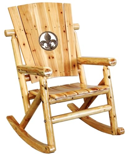 Leigh Country Aspen Rocker with Fleur-de-Lis Cutout, Wooden Outdoor Seating for Porch/Patio/Deck