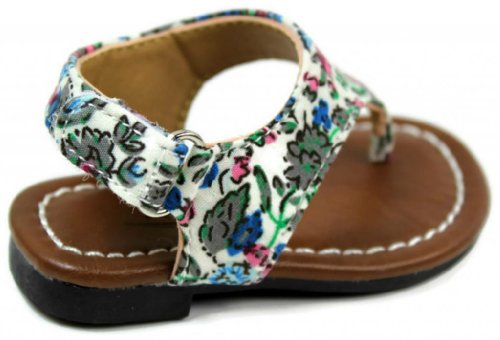 Kali Footwear Little Girl Edit-Baby Flower Print Open Toe Sandal 1 White3