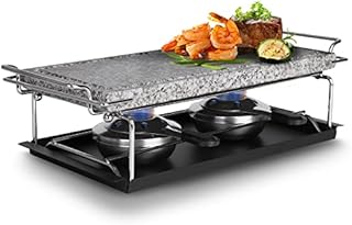 Artestia Stone Raclette Table Grill Smokeless Korean BBQ Grill Indoor Outdoor Grill Removable Natural Cooking Stone Fast Heating, Ideal for Dinner and Family Fun