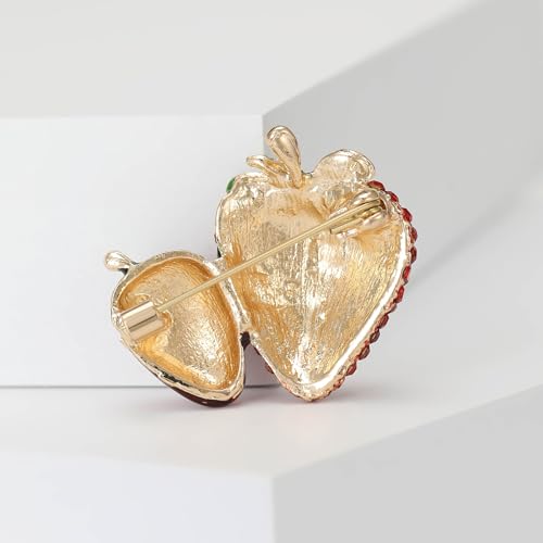 Image of Enamel Fruit Brooch for Women Rhinestones Fruit Lapel Pin Elegant Fruit Brooches Jewelry Gift, Perfect for Dresses Hat Bag