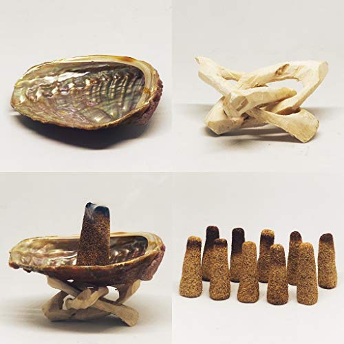Palo Santo Cones Pack of 10 Red Abalone Shell 2 3 Natural Wooden Tripod Stand 2