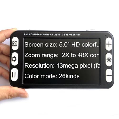 Lupa digital, ayuda de lectura electrónica plegable de 5 pulgadas, lente de cámara de enfoque automático, zoom 2X-48X, lupa de video para personas mayores y baja visión